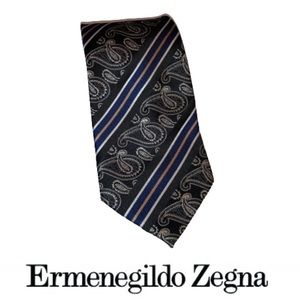 Ermenegildo Zegna black Paisley Necktie